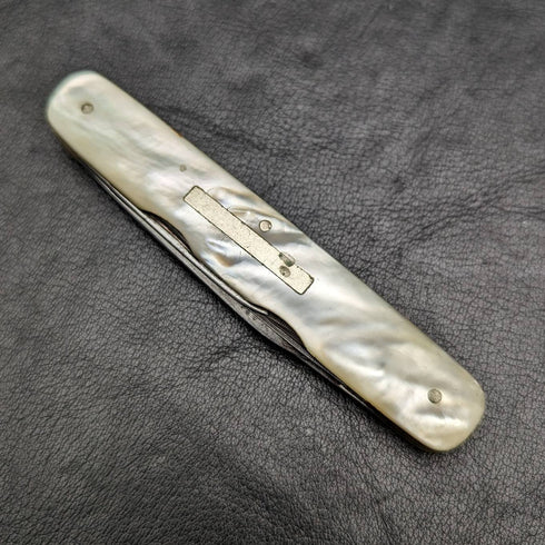 英國古董白珍珠貝殼柄鋼刀片 x4 多功能工具